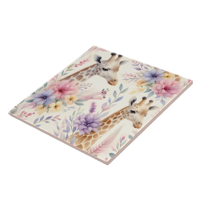 Floral Vivid Giraffe Tile Design (Side)