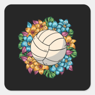 FLORAL VOLLEYBALL SQUARE STICKER