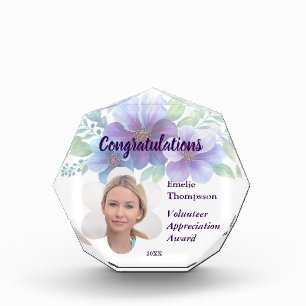 Floral Volunteer Appreciation Award Keepsake Photo Block