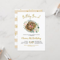Floral Waffle Birthday Brunch Invitation