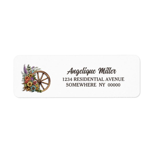 Floral Wagon Wheel Return Address Label (Front)