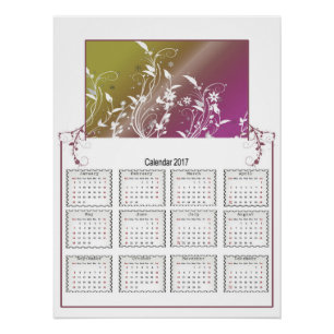 Floral Wall Calendar 2017 Poster