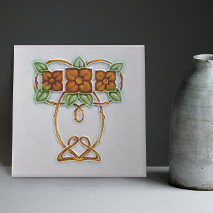 Floral Wall Decor Art Nouveau Vintage Deco Ceramic Tile