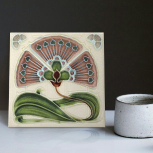 Floral Wall Decor Art Nouveau Vintage Deco Ceramic Tile