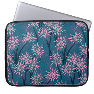 Floral wallpaper: Asian navy blue, pink. Laptop Sleeve