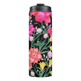 Floral Wallpaper Big Flowers Pattern Thermal Tumbler