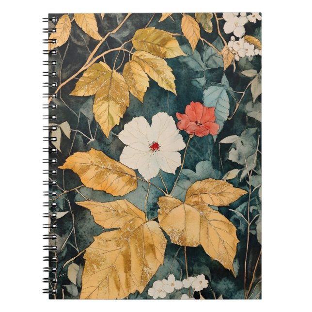 Floral wallpaper, Botanical-style floral pattern  Notebook (Front)