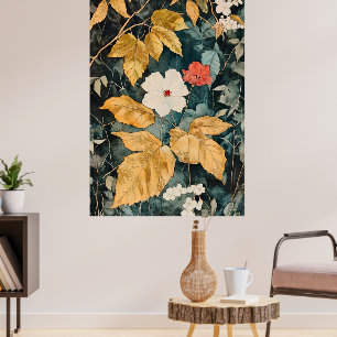 Floral wallpaper, Botanical-style floral pattern Poster