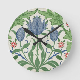 Floral wallpaper design round clock