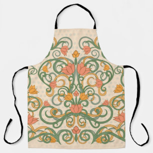 Floral wallpaper in art nouveau style, Vintage ill Apron