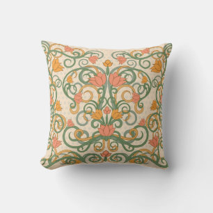 Floral wallpaper in art nouveau style, Vintage ill Cushion