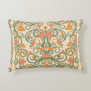 Floral wallpaper in art nouveau style, Vintage ill Decorative Cushion