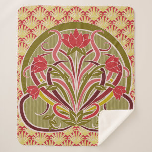 Floral wallpaper in art nouveau style, vintage ill sherpa blanket