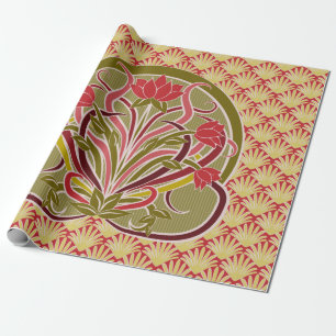 Floral wallpaper in art nouveau style, vintage ill wrapping paper