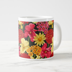 Floral wallpaper in watercolor style large coffee mug