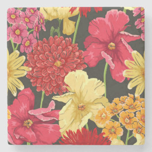 Floral wallpaper in watercolor style stone coaster