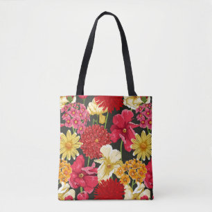 Floral wallpaper in watercolor style tote bag