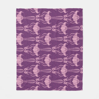 Floral Wallpaper Pink Violet Design Fleece Blanket