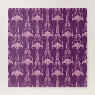 Floral Wallpaper Pink Violet Design Jigsaw Puzzle
