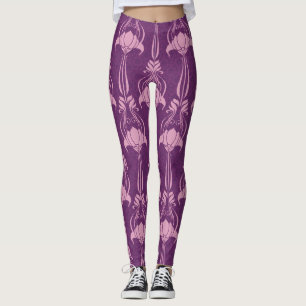 Floral Wallpaper Pink Violet Design Leggings