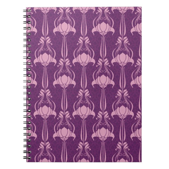 Floral Wallpaper Pink Violet Design Notebook (Front)