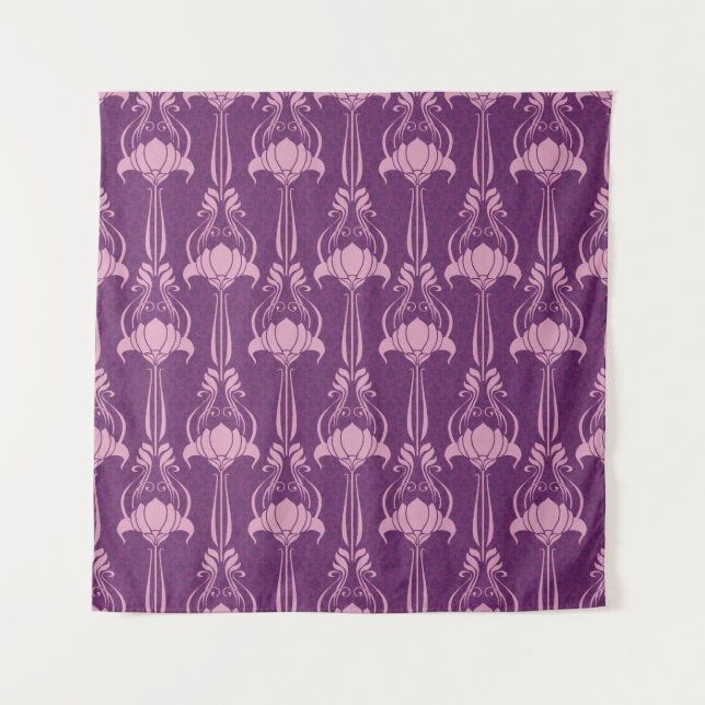 Floral Wallpaper Pink Violet Design Tapestry (Front)