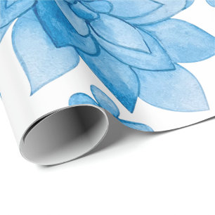 floral wallpaper with blue blossoms and leaves  wrapping paper