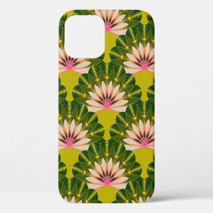 floral wallpaper with stylised lotus scales in pin iPhone 12 case