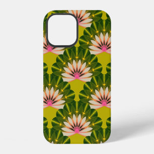 floral wallpaper with stylised lotus scales in pin iPhone 12 case