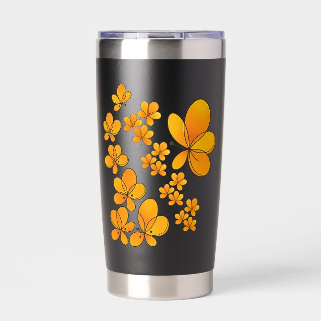 Floral Water Bottle – Elegant Flower Design Insulated Tumbler (Front)