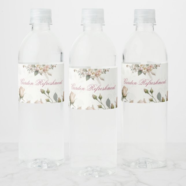 Floral Water Bottle Labels Bridal Shower  (Bottles)