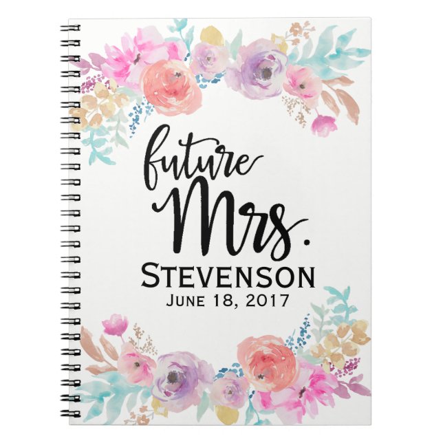 Floral Water Colour Future Mrs. Notebook (Front)