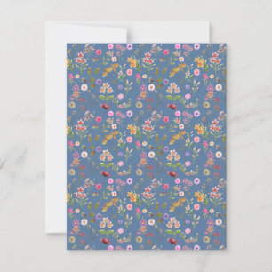 floral water colour pattern- pink, purple, green- holiday card