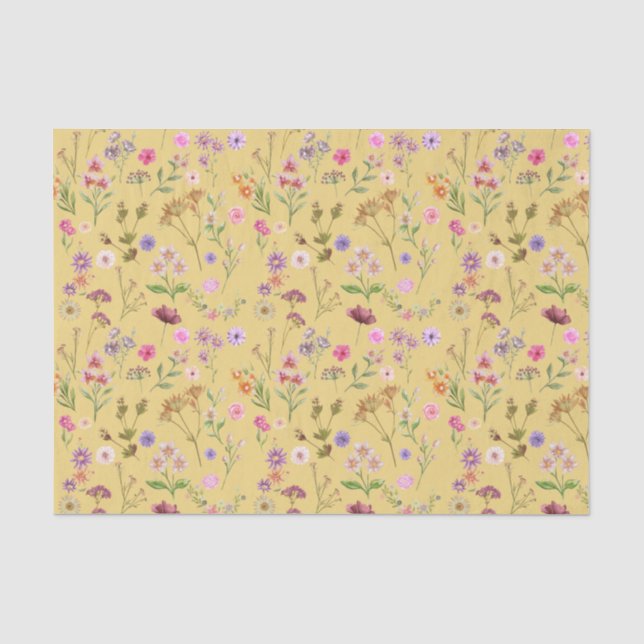 floral water colour pattern- pink, purple, green- tissue paper (Front)