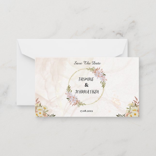Floral Water colour red and white flowers Wedding Card (Front)