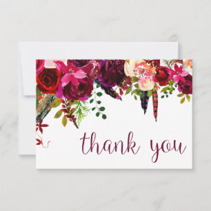Floral Water Colour Thank You Card