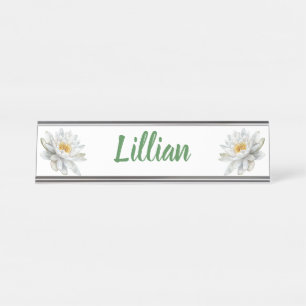 Floral Water Lily Desk Name Plate
