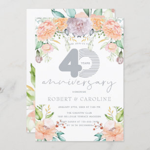 Floral Watercolor 40th Wedding Anniversary Invitation
