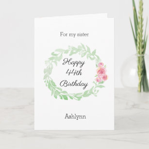 Floral Watercolor 44th Birthday Card