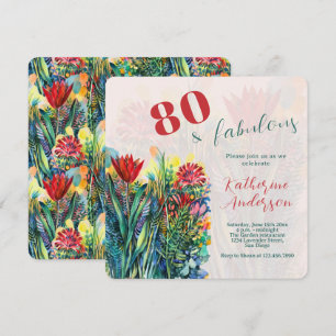 Floral Watercolor – 80 & Fabulous Birthday  Invitation