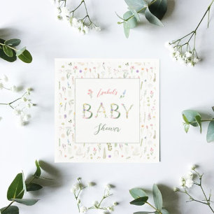 Floral Watercolor Alphabet Baby Shower Napkin