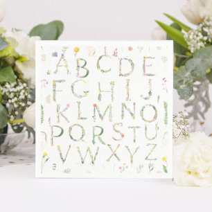 Floral Watercolor Alphabet Paper Napkin