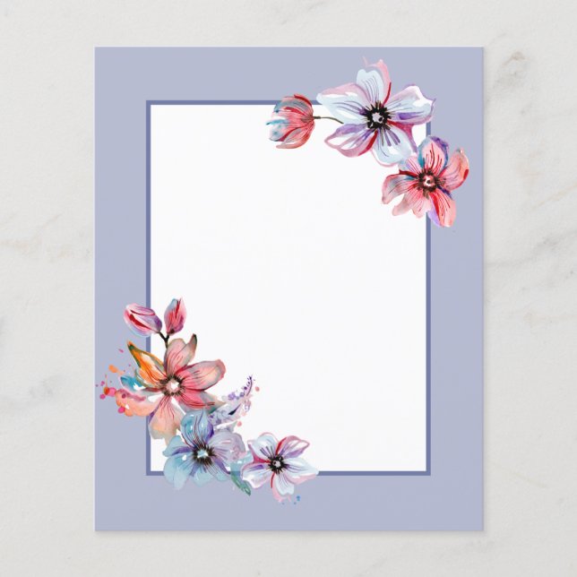 Floral Watercolor Art frame Scrapbook Paper (Front)