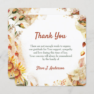 Floral Watercolor Autum Funeral Thank You Card