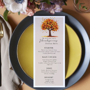 Floral Watercolor Autumn Tree  Thanksgiving  Menu