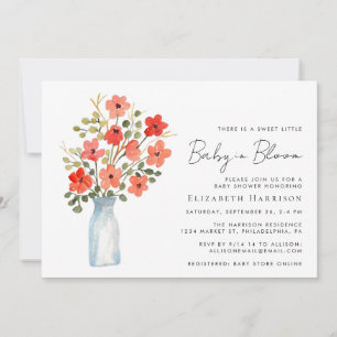 Floral Watercolor Baby In Bloom Baby Shower Invitation