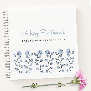 Floral Watercolor Baby Shower (Blue) Guest Book