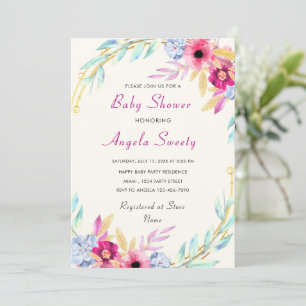 Floral Watercolor Baby Shower Invitation Template