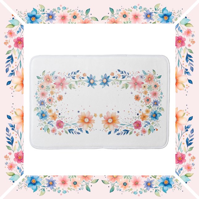 Floral Watercolor Bath Mat (Creator Uploaded)