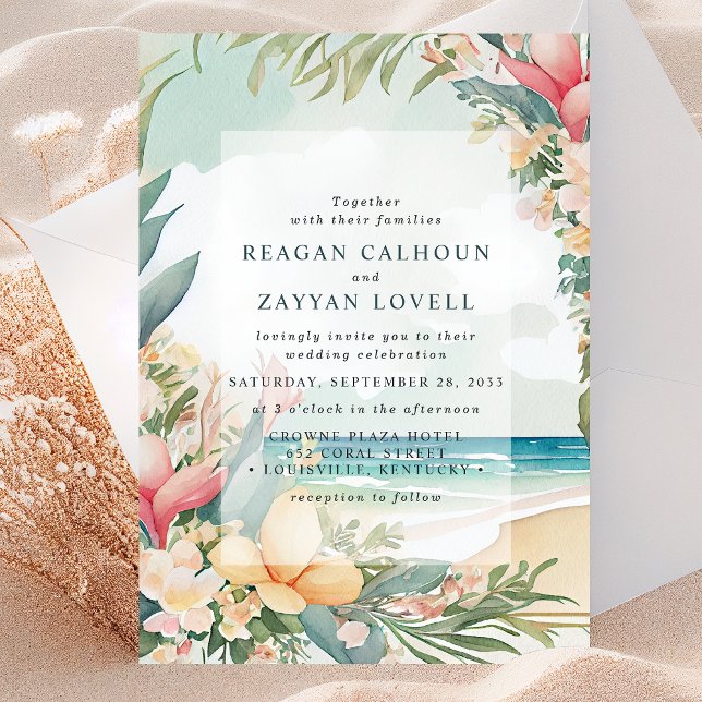 Floral Watercolor Beach Foliage Wedding Invitation (Creator Uploaded)